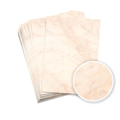 Image de Papeterie Vintage Papier à Lettre 50 feuilles Beige Marbré Format DIN A4 (21,0 x 29,7 cm) 90 g/m² grammage imprimé recto verso, convient toutes les imprimantes