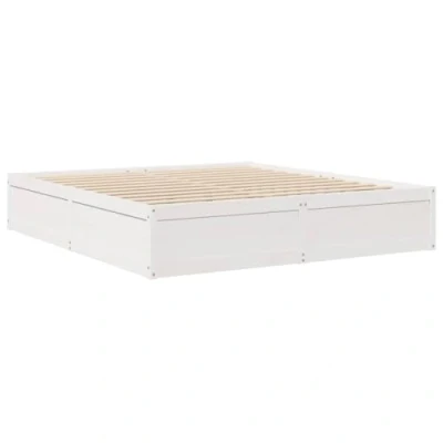 Image de vidaXL Cadre de lit avec tiroirs Blanc 180x200 cm Bois pin Massif, Meuble Chambre à Coucher, sommier, en Bois, lit, Double