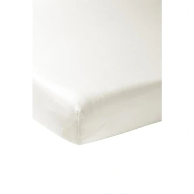 Image de Meyco Home Basic Jersey Drap de lit Simple (Drap qualité Doux, 100% Coton, Ajustement Parfait grâce à Un Cordon élastique sur Tout Le pourtour, Dimensions : 160 x 200 cm), Blanc Chaud