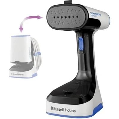 Image de Russell Hobbs Défroisseur vapeur [Pliable &amp; antibactérien] Steam Genie Easy Store (puissant 1500 W, assainit, chauffe rapide, réservoir 150ml, embout tissus, idéal pour voyage) Fer à repasser 26740 56