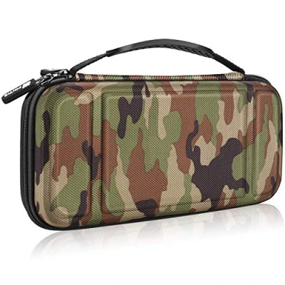 Image de FINTIE Etui pour Nintendo Switch/Switch Modèle OLED Sacoche de Rangement Zippée Anti Choc Housse Transport en EVA, Voyage Console avec 10 Emplacements Cartes Jeu, Vert Camouflage
