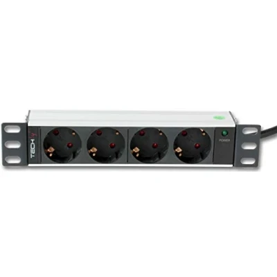 Image de Techly I CASE M10 4D unité de distribution d&#039;énergie 1U Aluminium, Noir 4 sortie(s) CA Unités (Basique, 1U, Single phase, horizontale, Noir)