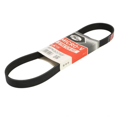 Image de GATES 6PK837SF Courroie Poly V 837 6 Polyester, EPDM (éthylène propylène diène caoutchouc) DACIA: Dokker Break, SANDERO 2, Lodgy