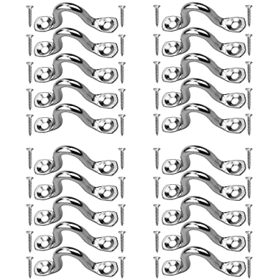 Image de 20 Pièces Plaque Oeillet Acier Inoxydable, Boucles De Pont pour Kayaks Pontet INOX, Forme à Bosse Boucle Fixe, INOX Oeil Plaques, avec 40 Vis, Kayak Canoe Rigging, 4mm