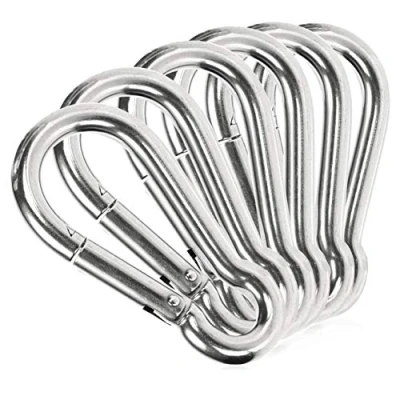 Image de com four® 6x Mousquetons Mousqueton de qualité supérieure en acier inoxydable 304 résistant aux intempéries crochet d&#039;une capacité charge 45 kg pour les porte clés 50 x 5 mm
