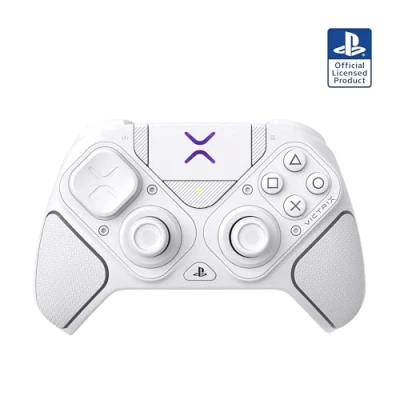 Image de Turtle Beach Victrix Pro BFG Reloaded Blanc PlayStation Manette de gaming modulaire sans fil w/Bluetooth, module Fightpad et effet Hall pour 5, 4 PC