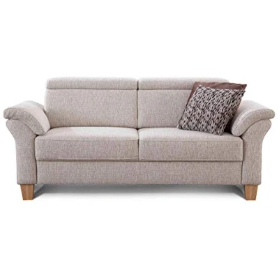 Image de CAVADORE Ammerland Canapé 3 Places, Polyester, Tissu structuré Naturel, Taille Unique