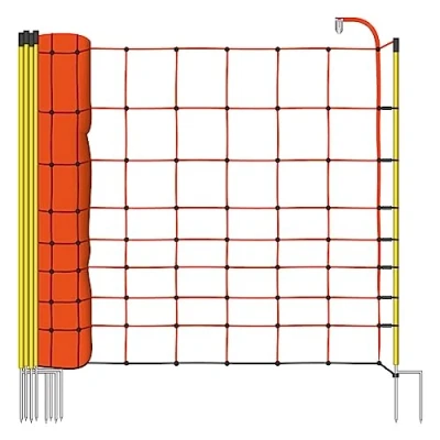 Image de VOSS.farming Filet Mouton 50m H : 108cm Orange 14 piquets Double Pointe clôture électrique