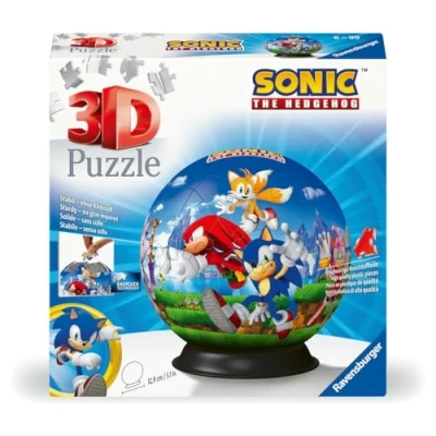 Image de Ravensburger Puzzle 3D Ball Sonic A partir de 6 ans 72 pièces numérotées à assembler sans colle Support inclus Diamètre : 13 cm 11592