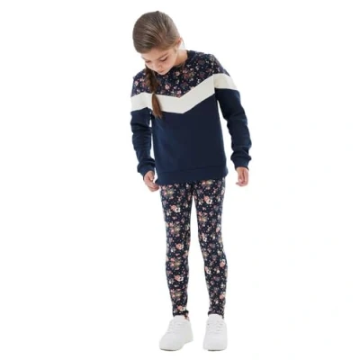 Image de NAME IT NKFVIVIAN Legging Noos, Saphir foncé/AOP : Fleurs, 110 cm Fille