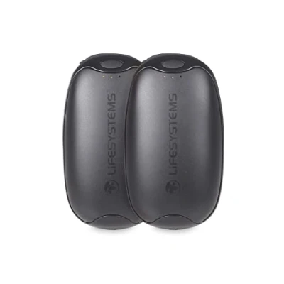 Image de Lifesystems Lot de 2 Chauffe Mains Rechargeables à Double Paume avec Fonction Power Bank, USB et C, Piles 5 000 mAh, 3 réglages Chaleur, jusqu&#039;à 9 Heures Chaleur
