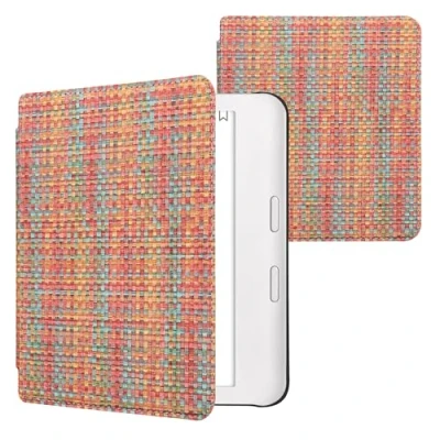 Image de kwmobile Étui liseuse Compatible avec Kobo Libra Colour à Rabat magnétique Protection en PVC Jaune Rouge Vert