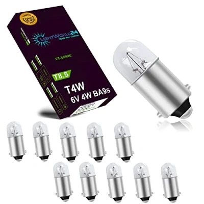 Image de LIGHTWORLD24 10 x T4W BA9s lampe de stationnement voiture 6V 4W ampoules éclairage intérieur signalisation