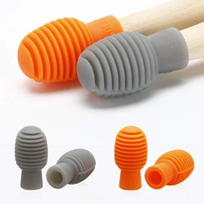 Image de 4 Pièces Tambour Muet Amortisseur de Baguette Silicone Accessoire Percussion Conseil Pratique Silencieux d’Instruments Musique Remplacement (Orange et Gris)