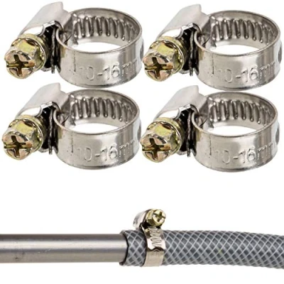 Image de Colliers de serrage professionnels avec entraînement par vis sans fin, plage 10 16 mm, paquet 4, en acier W2, évidement transversal, largeur bande 9 connexion fixe