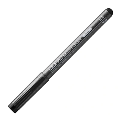 Image de Copic Multiliner 0,3 mm, Black, Feutre Fin à Pointe Fine et Encre pigments résistante l&#039;eau