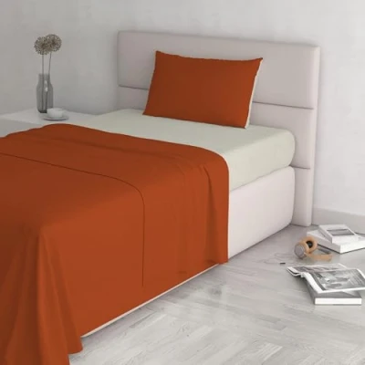 Image de Italian Bed Linen CL NC terra/panna 1P Natural Color ensemble de draps lit, Terre/Crème, Single, 100 % Coton
