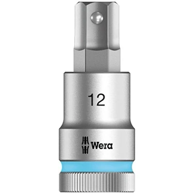 Image de Wera 05003826001 8740 C HF Embouts à douille Zyklop emmanchement 1/2&quot; avec fonction de retenue, 12.0 x 60 mm, Argent/cyan
