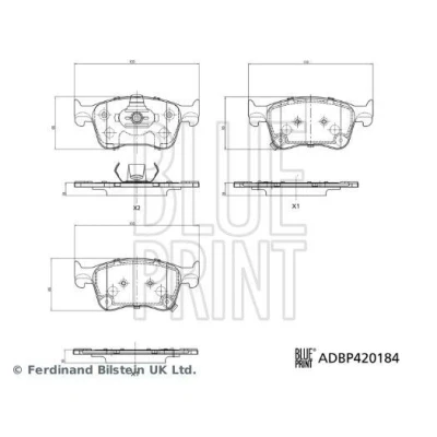 Image de BLUE PRINT ADBP420184 Jeu de plaquettes frein Essieu avant avec indicateur d&#039;usure MG: MG 4 EV (EH32) 2022