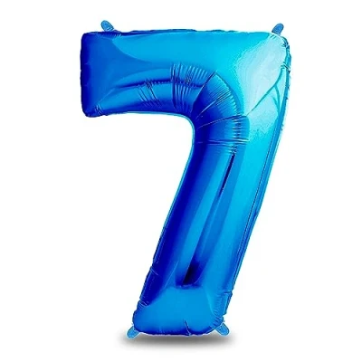 Image de envami® Ballon d&#039;anniversaire en forme de chiffre Taille XXL Bleu géant aluminium 101 cm Vole à l&#039;hélium Décoration pour garçon (nombre 7)