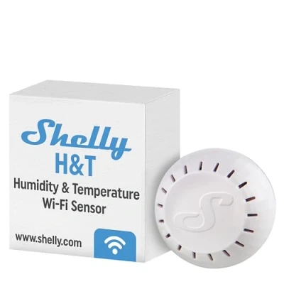 Image de Shelly H&amp;T Blanc Capteur d&#039;humidité et de température fonctionnant en Wi Fi Domotique Taille compacte Moniteur d&#039;hygrométrie Application iOS Android Batterie plus d&#039;un an