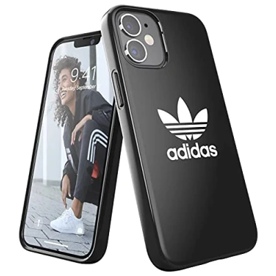 Image de adidas Coque de téléphone conçue pour iPhone 12, résistante aux Chutes, Chocs, Bords surélevés, Protection Originale, Noire