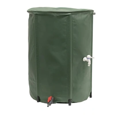 Image de EDA Récupérateur d&#039;eau Souple et Pliable 500 L avec Filtre en Filet + 2 Robinets Résistant aux Intempéries Ø 80 x H.98 cm