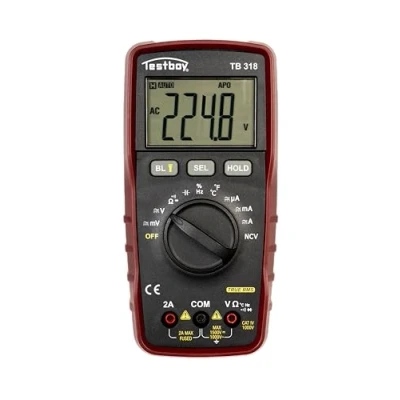 Image de Testboy 318 Multimètre numérique pour installations photovoltaïques (Tension continue jusqu&#039;à 1500 V, tension alternative 1000 courant 2 A AC/DC, lampe de poche LED, écran 40 mm)