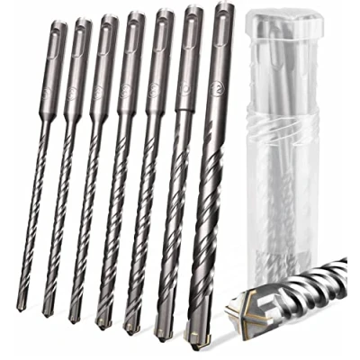 Image de KSP Tec SDS Plus set de forets à marteau pour béton avec 4 tranchants dans les tailles 5,6,6,8,8,10,12 x 160 emballés une boîte rotative pratique.…