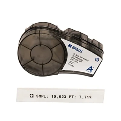 Image de Brady (M21 500 461 AW) Ruban en polyester pour étiqueteuses BMP21 PLUS, LAB et 12.70 mm x 6.40 m Noir sur blanc