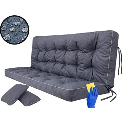 Image de Coussin pour Palette, extérieur, balancelle, Banc de Jardin, avec Dossier. Imperméable et qualité supérieure M, Largeur d&#039;assise : 120 cm