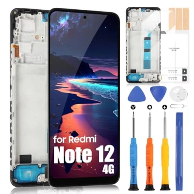 Image de LCD Écran pour Xiaomi Redmi Note 12 4G, Ecran Note12 4G 23021RAAEG 23021RAA2Y 23027RAD4I 23028RA60L, Display Tactile Digitizer Assembly Réparation Kit (6.67&quot;, Noir avec Cadre)
