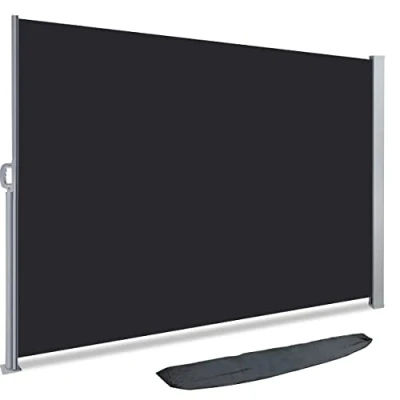 Image de Paravent extérieur avec Housse de Protection 140x300 cm Auvent rétractable 1m40x3m Brise Vue pour Jardin, Balcon, terrasse Store latéral Vertical Noir Anthracite