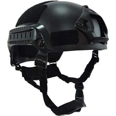 Image de haoYK MICH 2001 Style Tactical Airsoft Paintball Casque avec support NVG et rail latéral pour Noir