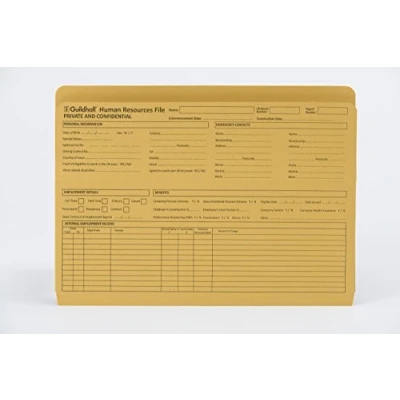 Image de Exacompta Guildhall Lot de 50 dossiers ressources humaines 315 g/m² préimprimés Jaune