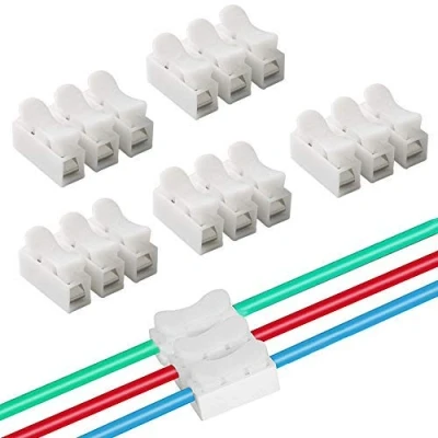 Image de QitinDasen 40Pcs CH3 Connecteur Ressort Rapide, Bornier Connexion Fils Printemps, Serre Fils, pour Fil de Lumière LED Bande