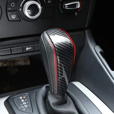 Image de YIWANG Coque de pommeau levier vitesse en fibre carbone ABS pour E48 E61 E64 E65 E85 E86 E83 E53 E81 E82 E87 E90 E91 E92 E93 F01 Série 1 5 portes à hayon