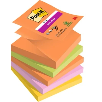 Image de Post it Super Sticky Z Notes, Couleurs Boost, Pack de 5 Blocs, 90 Feuilles par Bloc, 76 mm x mm, Orange, Vert, Rose, Jaune Notes Adhésives pour Prise Listes Tâches et Rappels