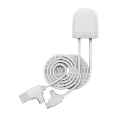 Image de Xoopar Ice Câble de Charge Multi USB, USB C,Lightning d&#039;1 mètre avec Transfert données pour Smartphone Iphone,Samsung,Huawei,Xiaomi,LG,Wiko Blanc