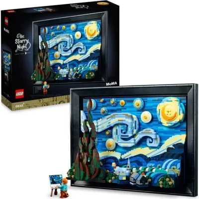 Image de LEGO Idée Van Gogh Jouet Cadeau Anniversaire Bloc Noël Hommes Femmes Peinture Art Intérieur Élégant Mère Père 21333 Nuit étoilée