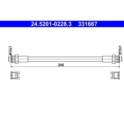 Image de ATE 24.5201 0228.3 Flexible De Frein 245 OPEL: Corsa D 3/5 portes, E portes