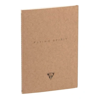 Image de Clairefontaine 103536C Un carnet piqué cousu fil Flying Spirit 96 pages ivoire 14,8x21 cm 90g lignées, couverture en carte kraft brun, motif aléatoire