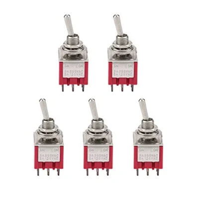 Image de 5 Pcs Interrupteur à Bascule 2 Position ON/ON DPDT 6mm Mini Convient pour Les Automobiles, Appareils Ménagers, Le Contrôle Industriel AC 5A / 120V 2A 250V