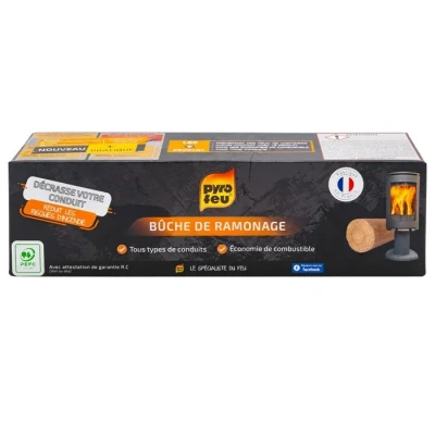 Image de Bûche de ramonage Pyrofeu pour insert ou poêle Bois origine France 1,1kg