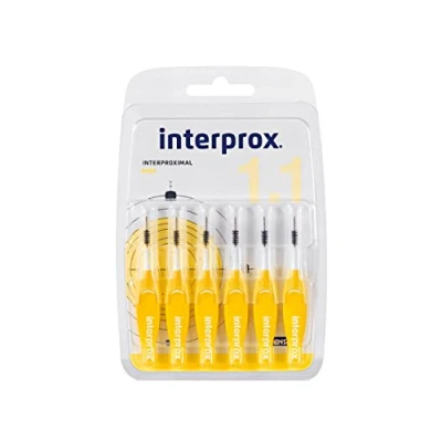 Image de INTERPROX Mini 1.1 Brossettes Interdentaires Fibres en Tynex Jaune Blister de 6 unités