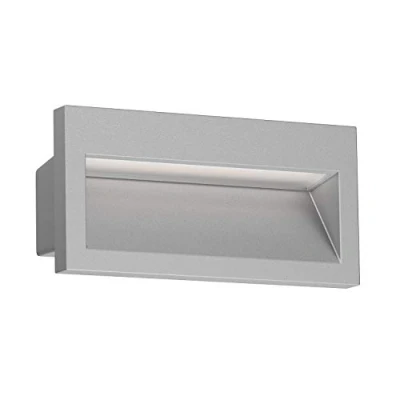Image de ledscom.de applique murale encastrée LED NOLA, Downlight pour l&#039;extérieur, IP54, gris mat, 140 x 70mm, blanc chaud, balcon, entrée, carport, lampe d&#039;escalier,