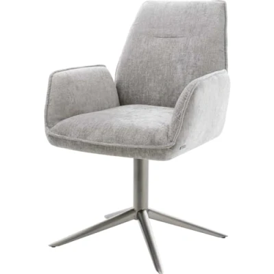 Image de chaise pivotante Zoa Flex chenille gris argenté pied de 4 branches grafiete pivotement sur 360 fonction bascule ressorts ensachés