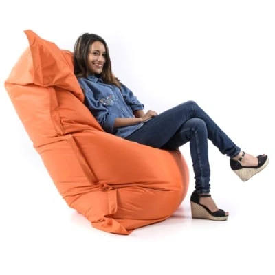 Image de LIVEDECO Pouf Géant XXL Intérieur et Extérieur, Déhoussable, Salon, Jardin Orange BiG52