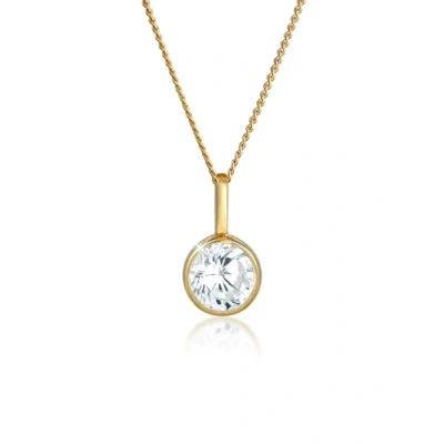 Image de Elli PREMIUM Collier Femme Pendentif Simple Cristal de Zircone en Or Jaune 585