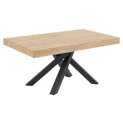 Image de Table à manger extensible 6 10 couverts en MDF et métal Naturel noir CATONAV